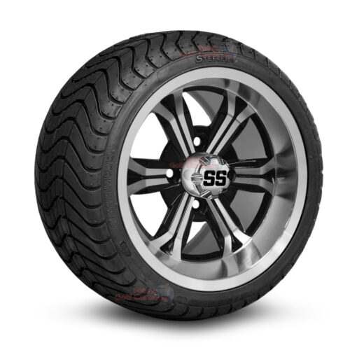 12-inch-transformer-black-machined-golf-cart-wheels-and-215-35-12-p825-street-tires-combo-ezgo-clubcar-yamaha-petesgolfcarts-BNDL-TR1212-WH1240