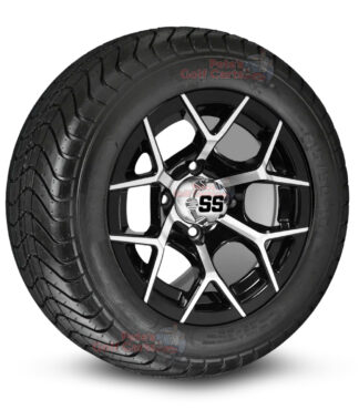 12-inch-rally-black-machined-golf-cart-wheels-and-215-50-12-DOT-street-tires-combo-ezgo-clubcar-yamaha-petesgolfcarts-BNDL-TR1213-WH1226