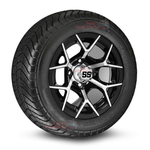 12-inch-rally-black-machined-golf-cart-wheels-and-215-50-12-DOT-street-tires-combo-ezgo-clubcar-yamaha-petesgolfcarts-BNDL-TR1213-WH1226