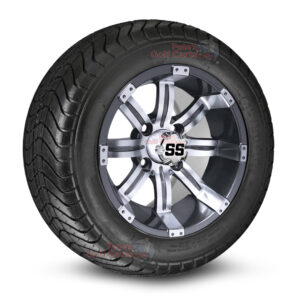 12" Tempest Gunmetal Golf Cart Wheels and 215/50-12 DOT Comfortride Street/Turf Golf Cart Tires Combo - Set of 4 (20.5" tall)