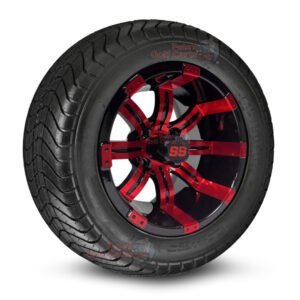12" Tempest Red/Black Golf Cart Wheels and 215/50-12 DOT Comfortride Street/Turf Golf Cart Tires Combo - Set of 4 (20.5" tall)
