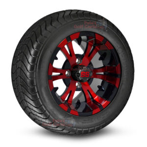 12" Vampire Red/Black Golf Cart Wheels and 215/50-12 DOT Comfortride Street/Turf Golf Cart Tires Combo - Set of 4 (20.5" tall)