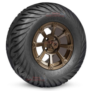 12" Cyclops Bronze Golf Cart Wheels and 23x10.5-12 Hellfire Street/Turf Golf Cart Tires Combo - Set of 4 (23" tall)