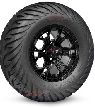 BNDL-TR1215-WH1268-SGC 12″ Mantis Glossy Black Wheels and STEELENG 23”x10.5”-12” HELLFIRE Street Tires DOT approved