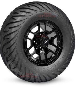 BNDL-TR1215-WH1272 BNDL-TR1215-WH1272-LN0002-CC0027 – SGC 12″ Talon Glossy Black Wheels and STEELENG 23”x10.5”-12” HELLFIRE Street Tires DOT approved