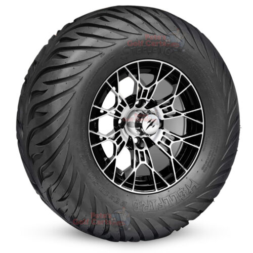 BNDL-TR1215-WH1275 SGC 12″ Tarantula Machined Black Wheel and STEELENG 23”x10.5”-12” HELLFIRE Street Tire DOT approved