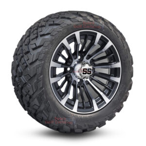 12" Matador Gunmetal Golf Cart Wheels and 20x10-12 Ironclad All Terrain Golf Cart Tires Combo - Set of 4 (20" tall)
