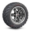 12" Transformer Black/Machined Golf Cart Wheels and 20x10-12 Ironclad All Terrain Golf Cart Tires Combo - Set of 4 (20" tall)