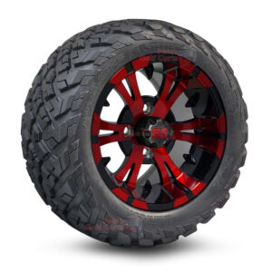 12" Vampire Red\Black Golf Cart Wheels and 20x10-12 Ironclad All Terrain Golf Cart Tires Combo - Set of 4 (20" tall)