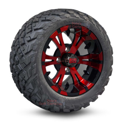 12" Vampire Red\Black Golf Cart Wheels and 20x10-12 Ironclad All Terrain Golf Cart Tires Combo - Set of 4 (20" tall)