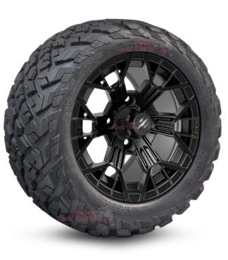 12" Tarantula Matte Black Golf Cart Wheels and 20x10-12 Ironclad All Terrain Golf Cart Tires Combo - Set of 4 (20" tall)