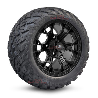 12" Tarantula Matte Black Golf Cart Wheels and 20x10-12 Ironclad All Terrain Golf Cart Tires Combo - Set of 4 (20" tall)