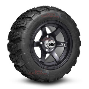 12" GT Gunmetal Golf Cart Wheels and 20x10-12 Aurora All Terrain Golf Cart Tires Combo - Set of 4 (20" tall)