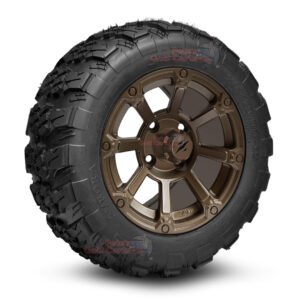 12" Cyclops Bronze Golf Cart Wheels and 20x10-12 Aurora All Terrain Golf Cart Tires Combo - Set of 4 (20" tall)