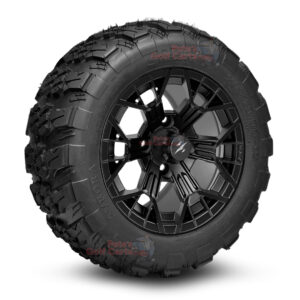 12" Mantis Matte Black Golf Cart Wheels and 20x10-12 Aurora All Terrain Golf Cart Tires Combo - Set of 4 (20" tall)