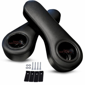 Black Golf Cart Rear Seat Arm Rest Cushions w/ Cup Holders - Set of 2