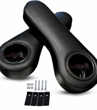 Black-Golf-Cart-cup-holders-arm-rest-cushions-AR0004-with-hardware-and-support-brackets-