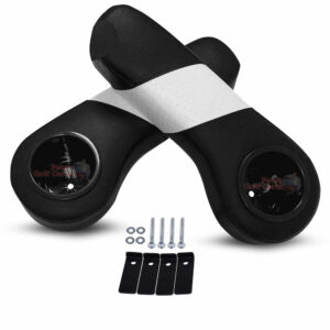 Black with White Accent Golf Cart Rear Seat Arm Rest Cushions w/ Cup Holders - Set of 2