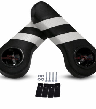 Black-Golf-Cart-cup-holders-arm-rest-cushions-with-white-stripes-AR0003-with-hardware-and-support-brackets-AR003
