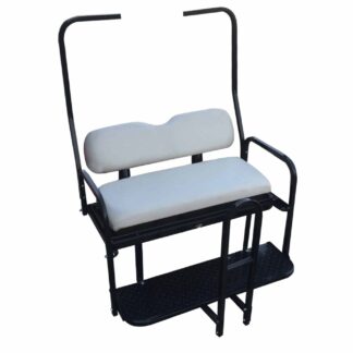 Club Car DS Golf Cart Rear Seat kit 1982-2002.5 Old Style White Cushions Includes Rear Safety Grab Bar