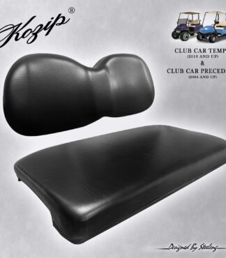 Club Car Precedent Replacement Front Seat Cushions - Black Marine Grade Vinyl