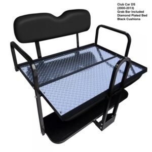 Club Car DS Golf Cart Rear Seat Kit w/ Grab Bar (2000.5-2013) - BLACK | SGC®
