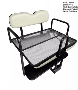 Club-car-DS-2000-2013-new-style-white-rear-seat-kit-includes-grab-bar-diamond-plated-bed-open