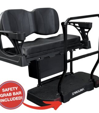 Club-car-precedent-tempo-onward-golf-cart-rear-seat-kit-black-deluxe-cushions-carolina-premium-flip-seat-with-grab-bar-and-ice-box-closed