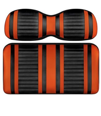 Custom Golf Cart Seat Black and Orange Stripe Extreme
