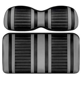 Custom Golf Cart Seat Black and Silver Stripe Extreme