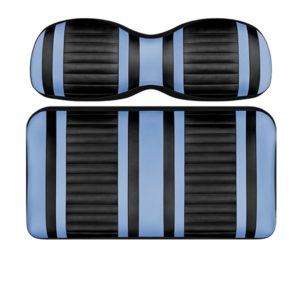 Custom Golf Cart Seat Black and Sky Blue Stripe Extreme