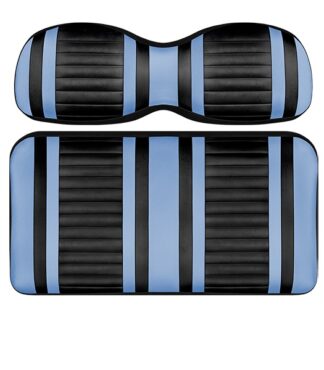 Custom Golf Cart Seat Black and Sky Blue Stripe Extreme