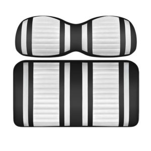 Custom Golf Cart Seat Black and White Stripe Extreme