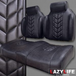 Custom Golf Cart Seat Set Premium Contour With Headrest Escalade and Velocity Diamond Stitch