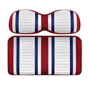 Custom Golf Cart Seat White Red and Blue Stripe Extreme