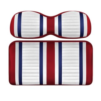 Custom Golf Cart Seat White Red and Blue Stripe Extreme