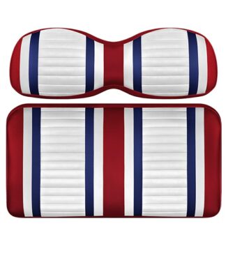 Custom Golf Cart Seat White Red and Blue Stripe Extreme