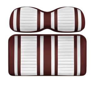 Custom Golf Cart Seat White and Burgandy Stripe Extreme