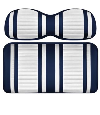 Custom Golf Cart Seat White and Navy Stripe Extreme