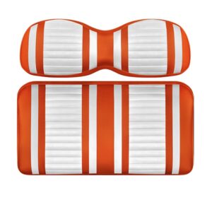 Custom Golf Cart Seat White and Orange Stripe Extreme