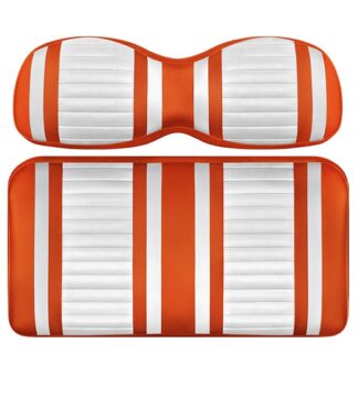 Custom Golf Cart Seat White and Orange Stripe Extreme