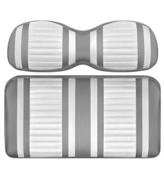 Custom Golf Cart Seat White and Silver Stripe Extreme