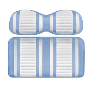 Custom Golf Cart Seat White and Sky Blue Stripe Extreme