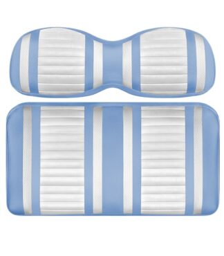 Custom Golf Cart Seat White and Sky Blue Stripe Extreme