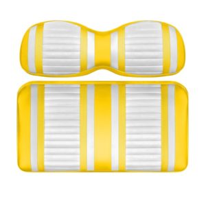 Custom Golf Cart Seat White and Yellow Stripe Extreme
