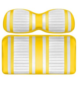 Custom Golf Cart Seat White and Yellow Stripe Extreme