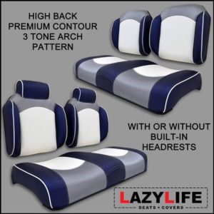 Custom High Back Golf Cart Seats Silver Blue White