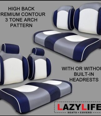 Custom High Back Golf Cart Seats Silver Blue White