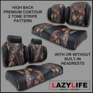 Custom Mossy Oak Golf Cart Seats Premium Contour Two Tone High Back