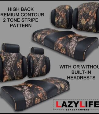 Custom Mossy Oak Golf Cart Seats Premium Contour Two Tone High Back